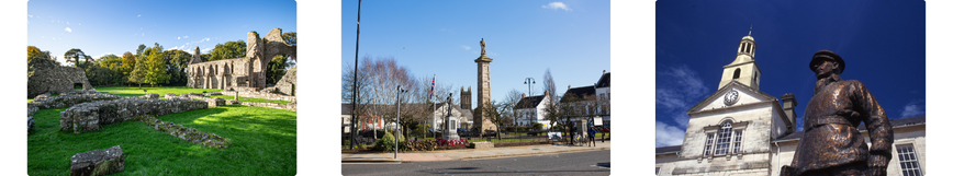 Grey Abbey ruins, Greyabbey, Comber Square and Ards Arts Centre in Newtownards